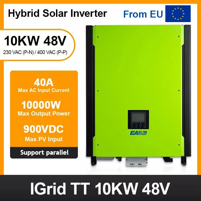 From EU EASUN POWER OEM Hybrid Wholesale Factory Solar Inverter 3 Phase Off Grid On Grid Tie 10KW Wholesale Factory Solar Inverter 48V 380V