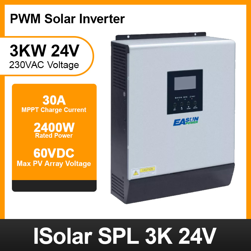 EASUN POWER Inverter 3K 24V 220V Solar Inverter Pure Sine Wave Built-in 50A PWM Charge Controller Battery Charger Hybrid Iverter