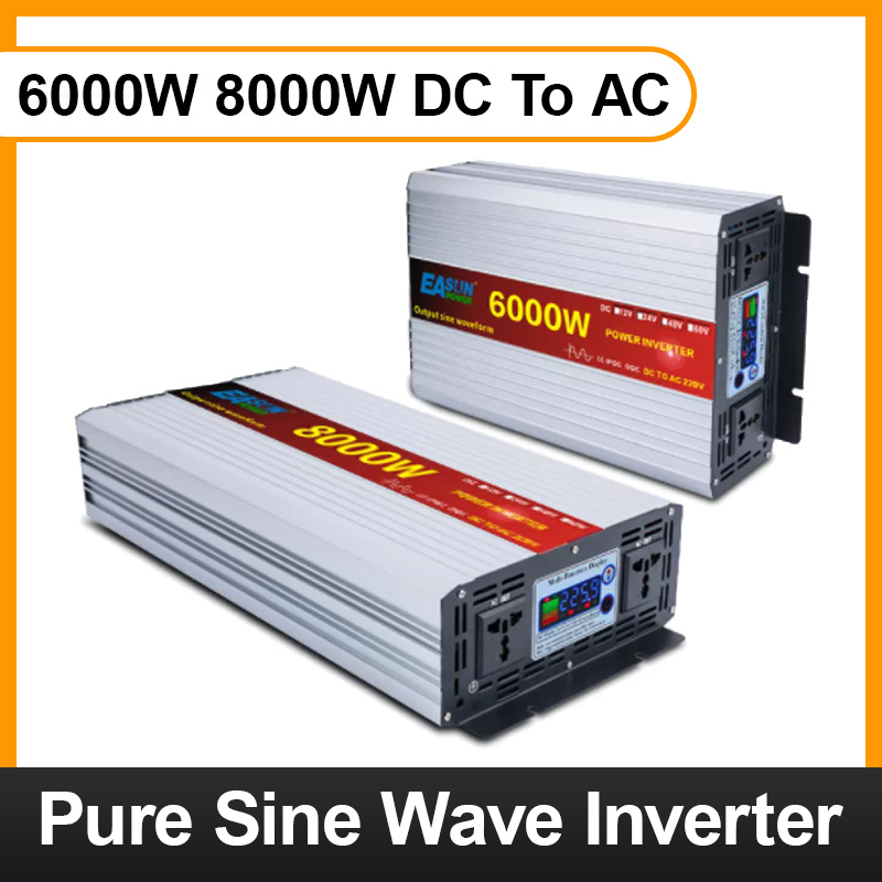 Pure Sine Wave Inverter DC 12V/24V/48V/60v To AC 110V 220V 6000W 8000w Power Inverter Converte With LED Display