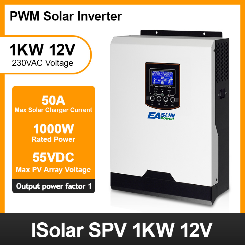 Solar Inverter 1000W 12Vdc 230Vac solar inverter Pure Sinus 50A PWM solar charge controller