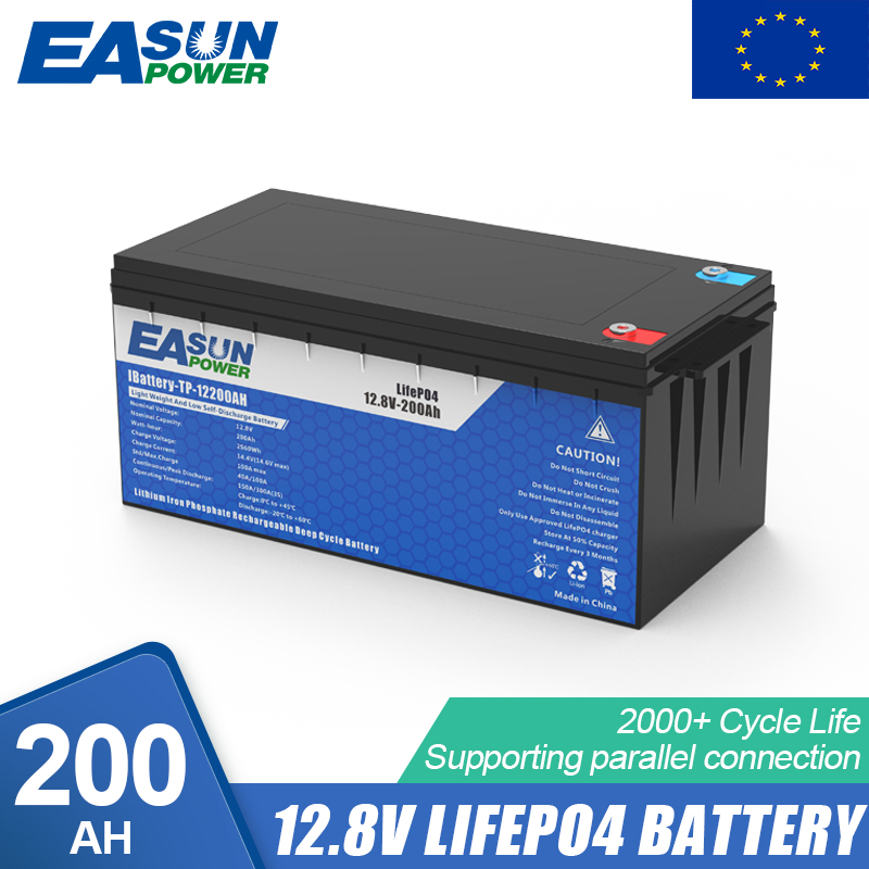 Easun Power 12.8V 200AH LiFePO4 Battery Pack BMS Grade A Cell No Tax