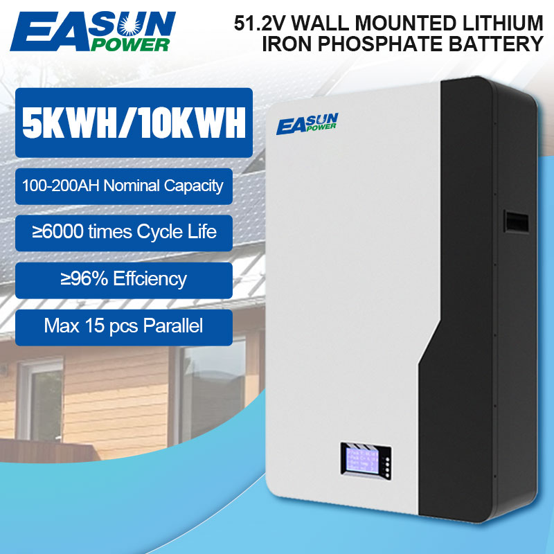 EASUN Power Wall LiFePO4 Battery Pack 48V 10Kwh 20Kwh Home Solar Lithium Battery  Ship From China
