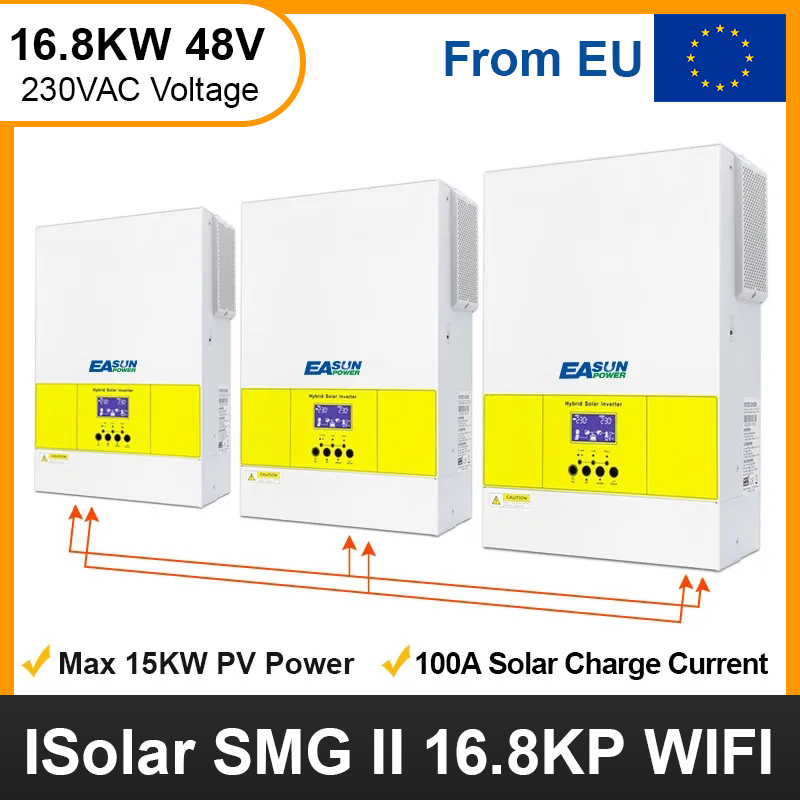 EASUN POWER 16.8KW Soalr Inverter PV Input 500Vdc 5500W Power MPPT 100A Charger 220VAC 48VDC Pure Sine Wave With WiFI