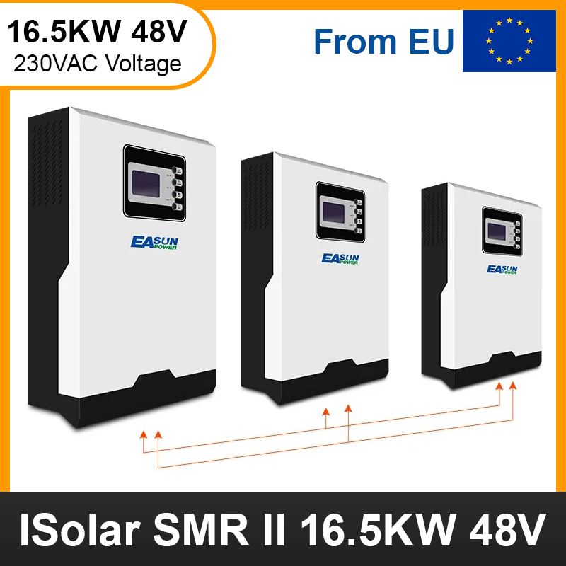 EASUN Solar Inverter Bluetooth 16500W 500Vdc 100A MPPT 48V Off Grid Pure Sine Wave Inverter Battery Charger parallel 1 Phase&3 Phase
