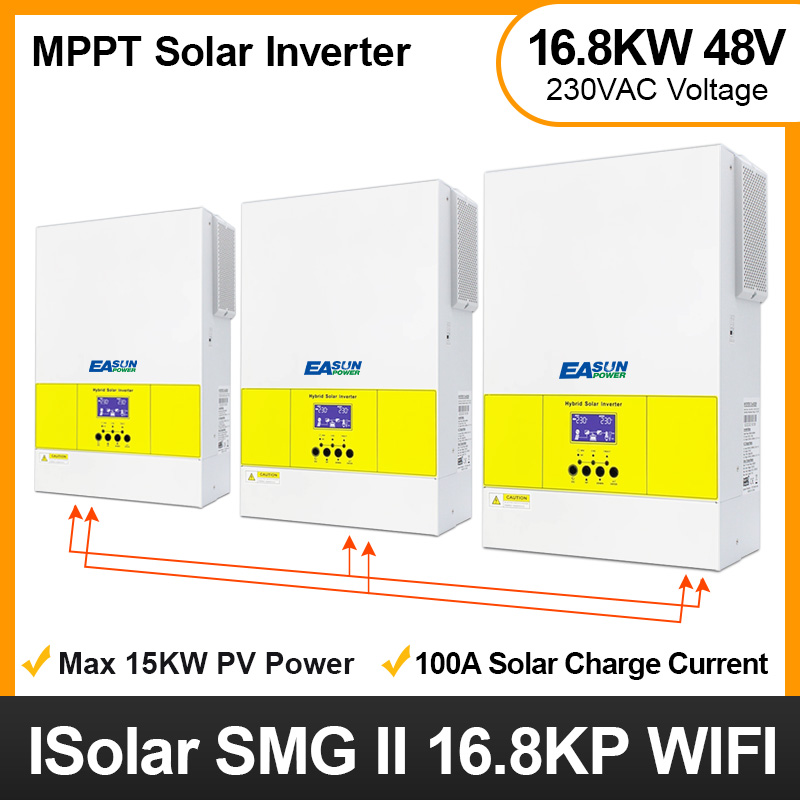 EASUN POWER 16.8KW Soalr Inverter PV Input 500Vdc 5500W Power MPPT 100A Charger 220VAC 48VDC Pure Sine Wave With WiFI