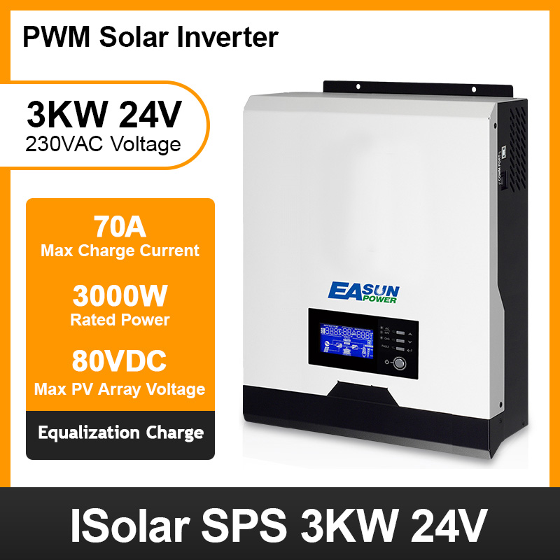 EASUN POWER PWM Solar Inverter 2400W 24V 220V 50A PWM Pure Sine Wave Inverter 3Kva 50Hz Off Grid Inverter 25A Battery Charger