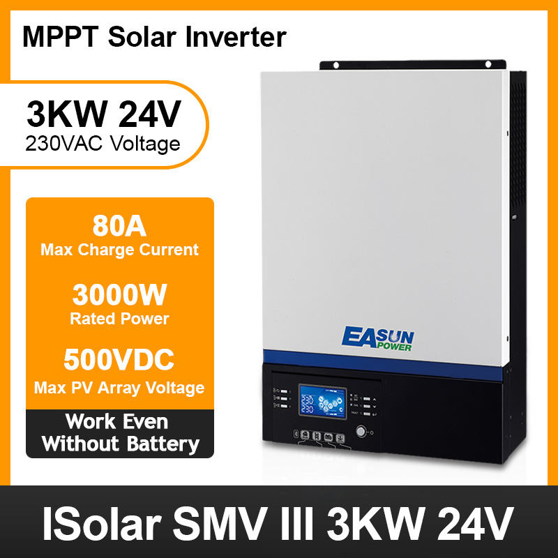 EASUN POWER Bluetooth Inverter 3000W 500Vdc PV 230Vac 24Vdc 80A MPPT Solar Charger Support Mobile Monitoring USB LCD Control AU in Stock