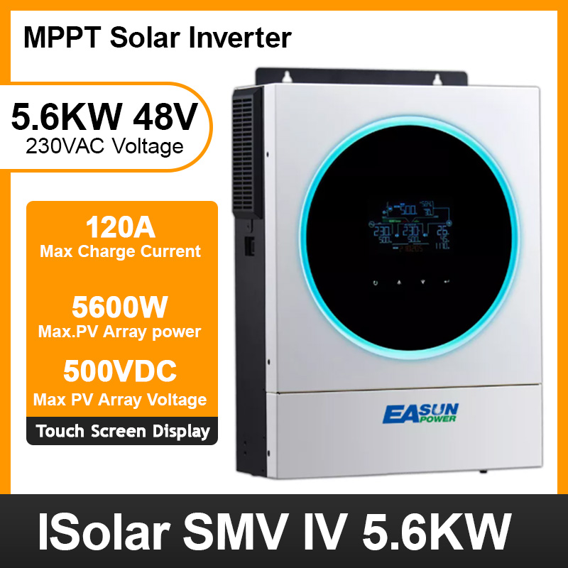 EASUN POWER Solar SMV IV Power Inverter MPPT 5600W 230V 48v High PV Input 500vdc 120A MPPT Charger 100A Battery Charger Built-in Wifi Ship from EU