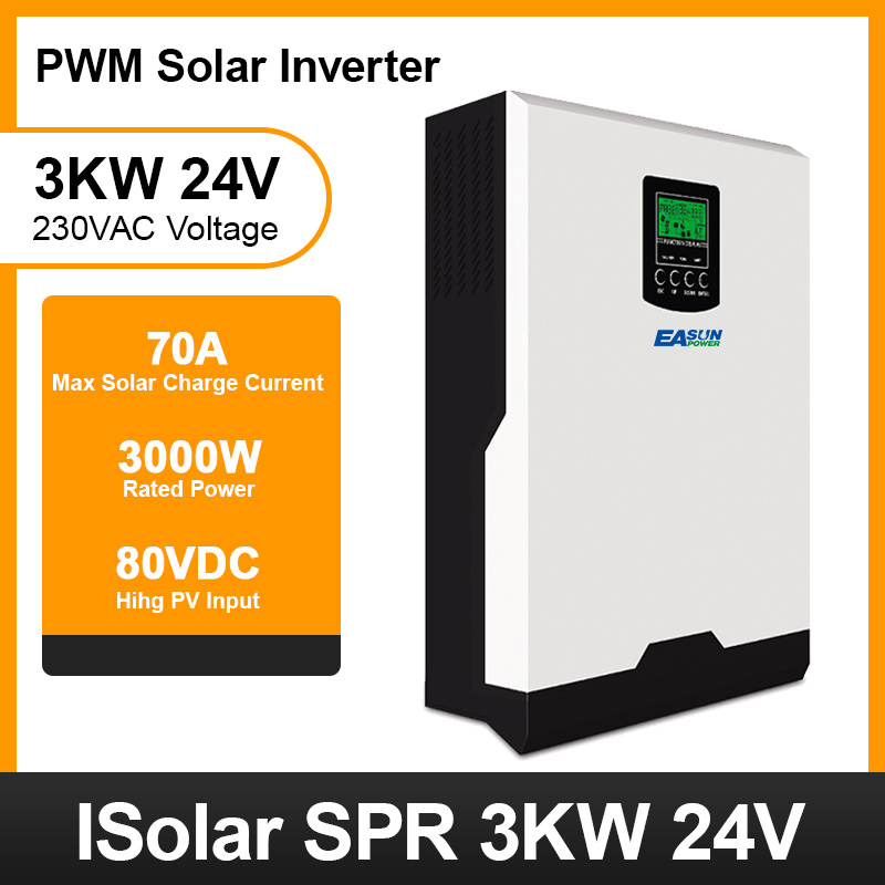 EASUN POWER SPR3KW 24V Solar Inverter 220VAC Output Pure Sine Wave 50A PWM 48V Solar Charge Controller 