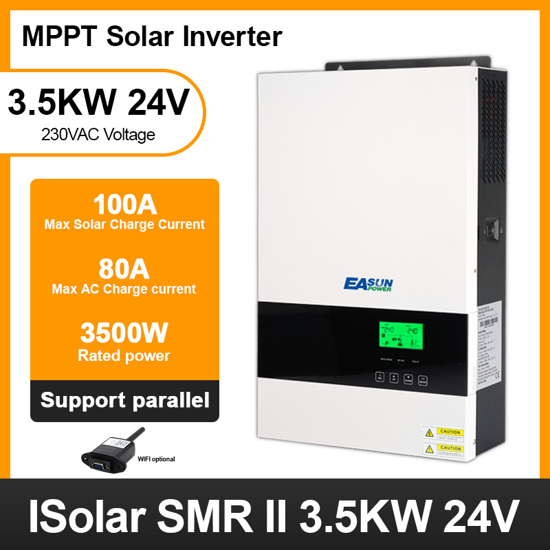 EAsunPower SMR II 3.5kva 500vdc Parallel Pure sine wave solar inverter 100A 24V battery charger off grid inverter