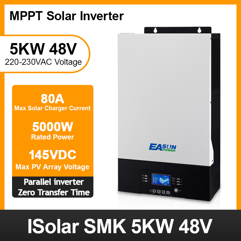 EASUN POWER 5000W 48V Parallelable Solar Inverter Zero Transfer Time 80A MPPT 60A AC Charger 48Vdc 230Vac With Bluetooth Monitoring