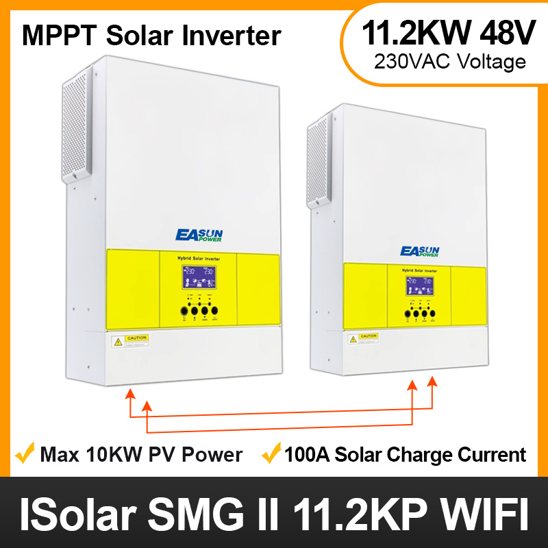 EASUN Solar Inverter 11200W MPPT 220V 48V 11.2KW PV 5500W 500VDC Input Support Parallel Inverter Built-In 100A Solar Charger With WIFI