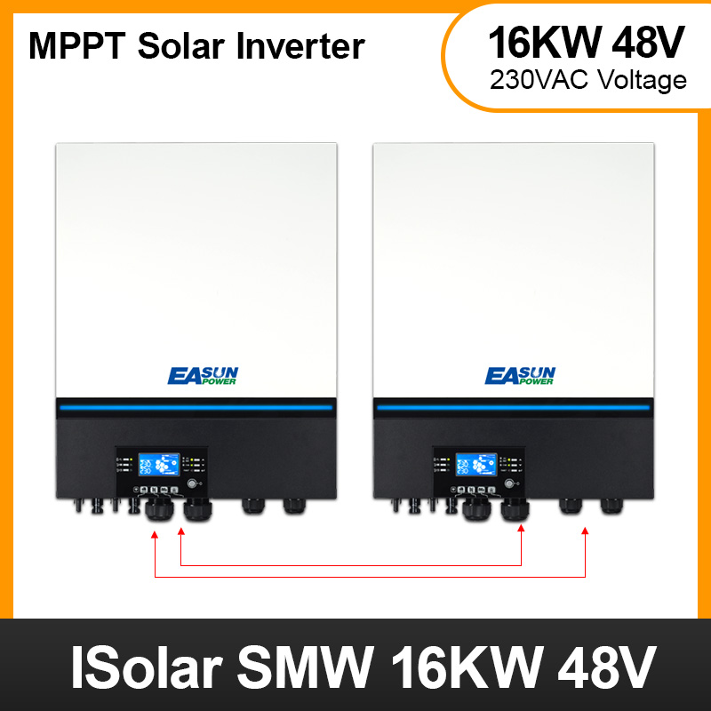 EASUN 16000W Solar inverter 500V PV 48V 230VAC PV array 2 x 80A MPPT solar charge controller Built -in WiFi BMS Support