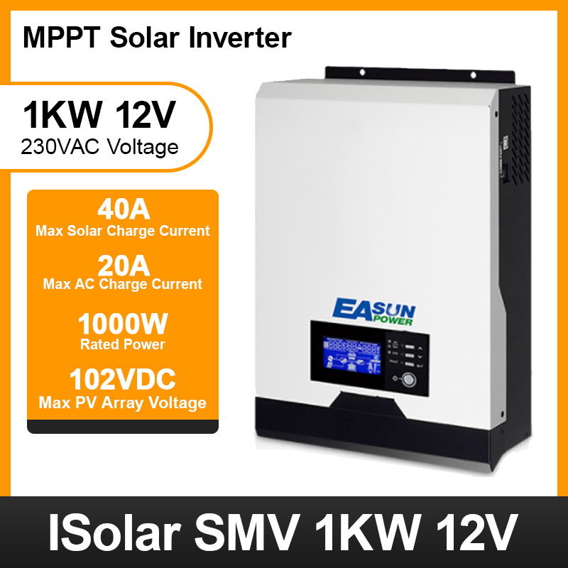 MPPT 12V  60A 1kva solar power system Off Grid Inverter with 20A Battery Charger Pure Sine Wave Inverter