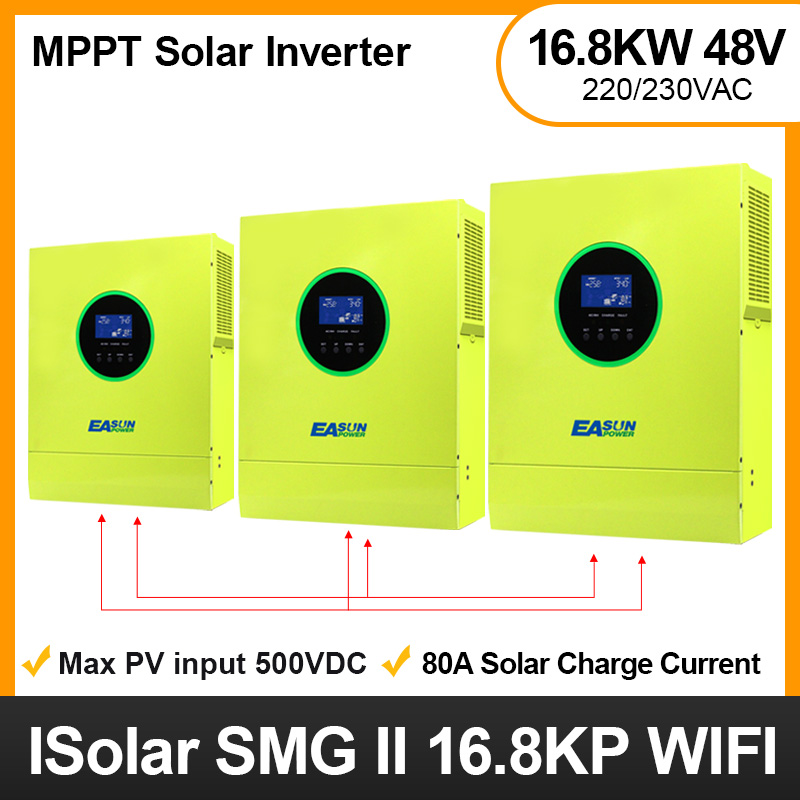 EASUN 16800W Solar Inverter MPPT Pure Sine Wave 500VDC 60A Solar Charge Controller 48V 220V 50Hz/60Hz Off Grid Inverter With Wifi From EU