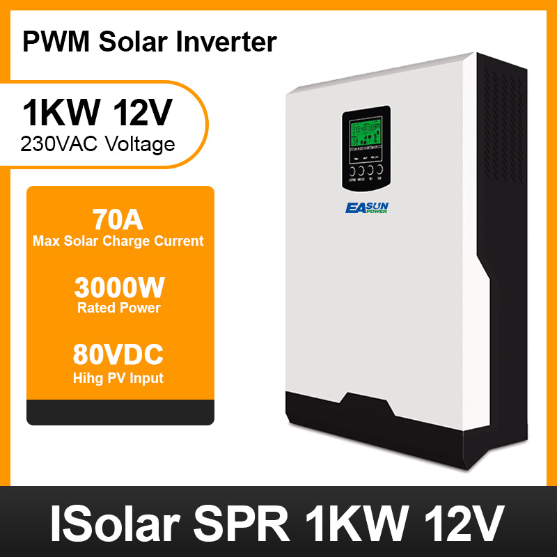 Easun Power Solar Inverter SPR 1000W 12V Off Grid 220V 50HZ/60HZ Pure Sine Wave inverter 50A PWM Solar Charge Controller