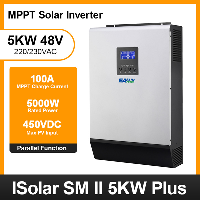 EASUN POWER 5000W Solar Inverter 450Vdc 100A MPPT 6000W PV Power Parallel and Battery less Support