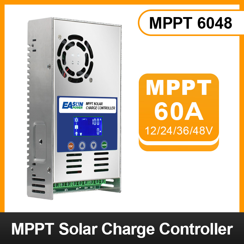 EASUN POWER Solar Charger Controller MPPT 60A and solar panel solar charge regulator 12V 24V 36V 48V Battery PV Input 190VOC