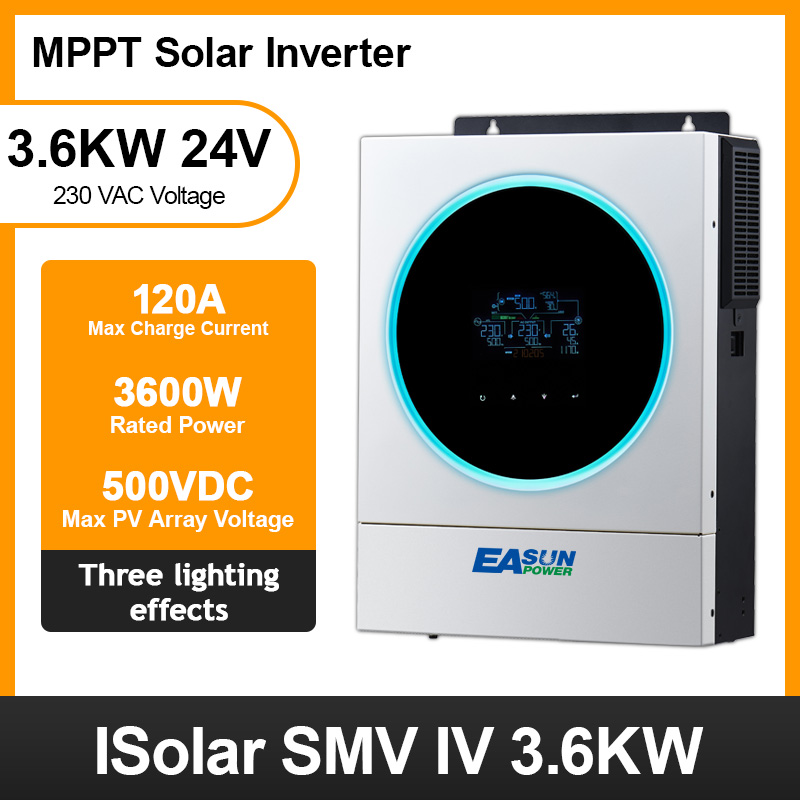 EASUN POWER 3.6KW 24V DC TO AC Pure Sine Wave 120A MPPT Charger Controller 3600W Rated Power Solar Inverter