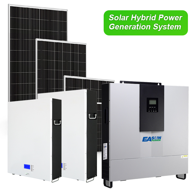  Easun Power OEM Solar Inverter 6KW 48V Solar Panel Energy System MPPT 110V/220V Inverter+LifePo4 Battery+PV Panel