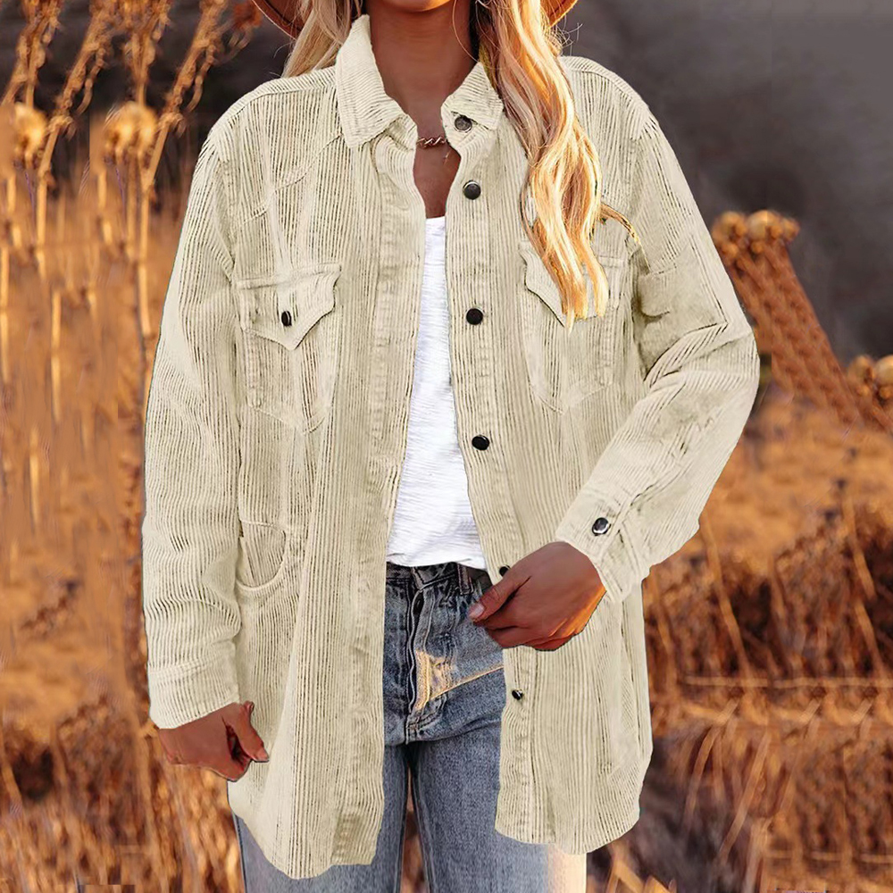Reemelody™ New Ladies Fashion Corduroy Casual Loose Solid Color Shirt