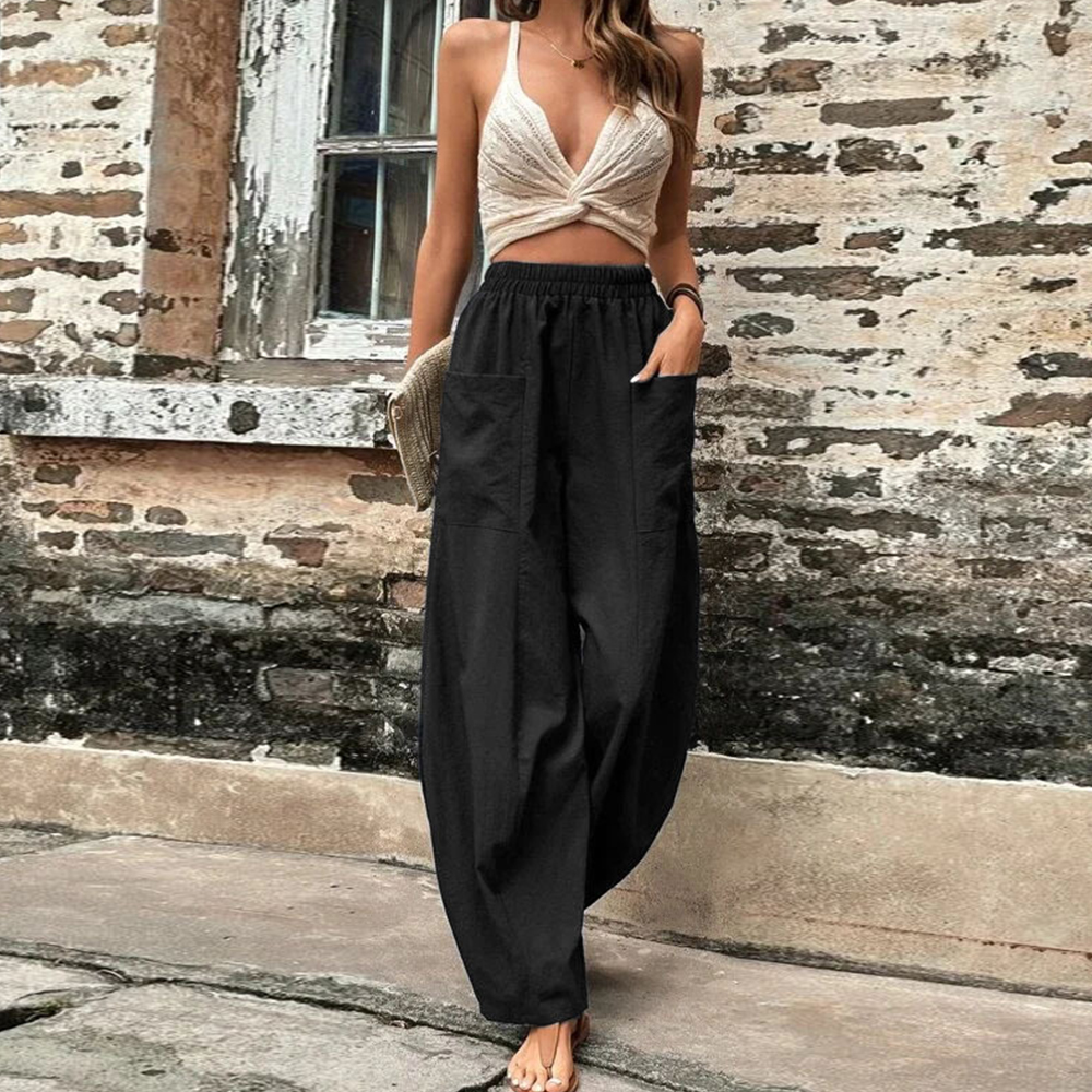 Reemelody Summer new women's solid color style beamed casual pants