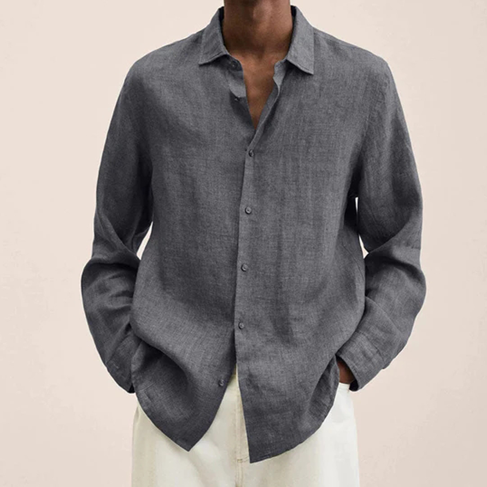 Reemelody™ New loose solid color cotton and linen shirt for men