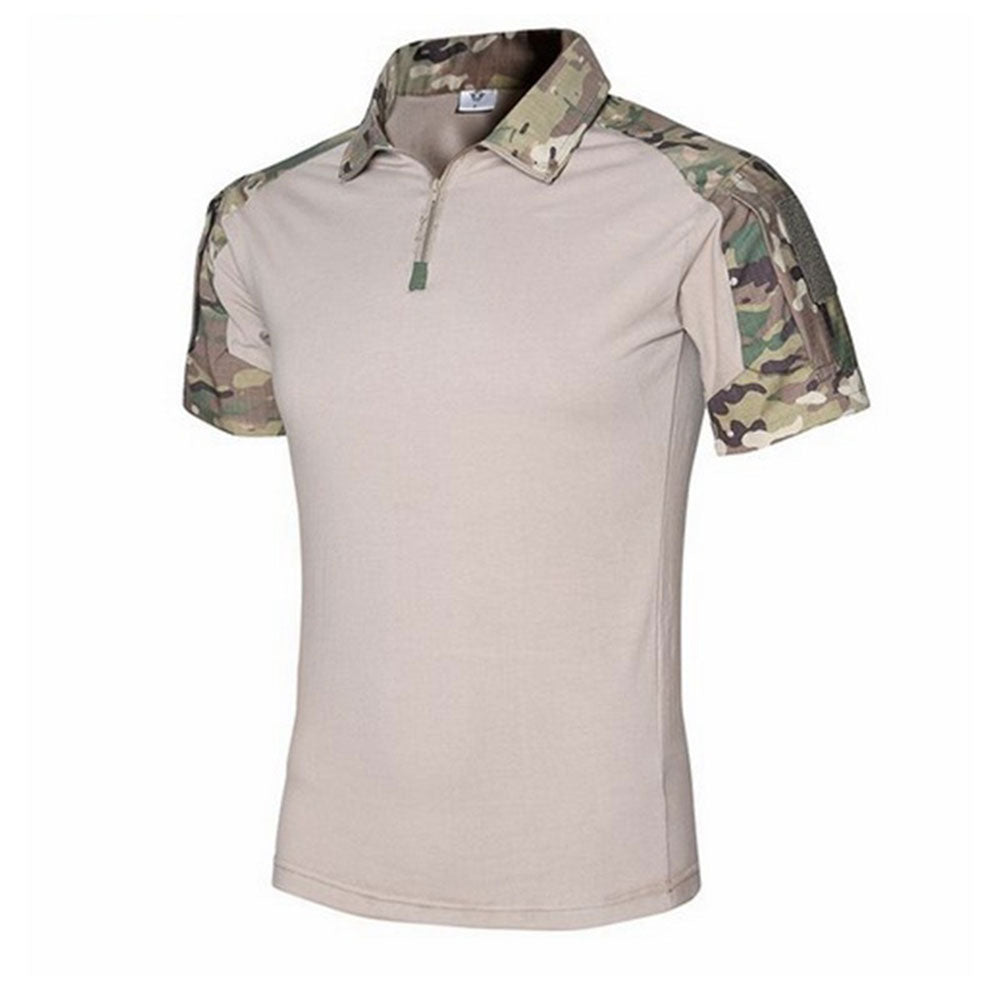 Men's camouflage stitching casual lapel T-Shirt