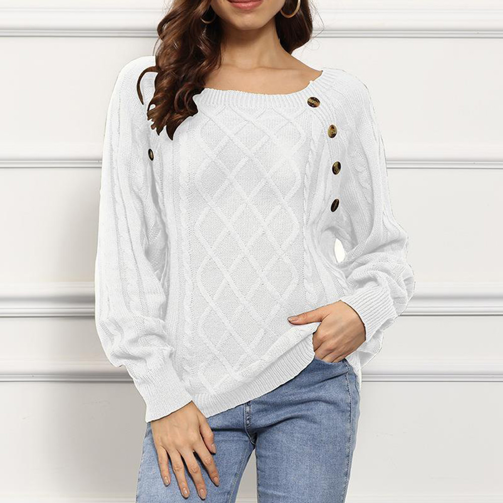 Reemelody Relaxed square-neck twist-knit button-down pullover