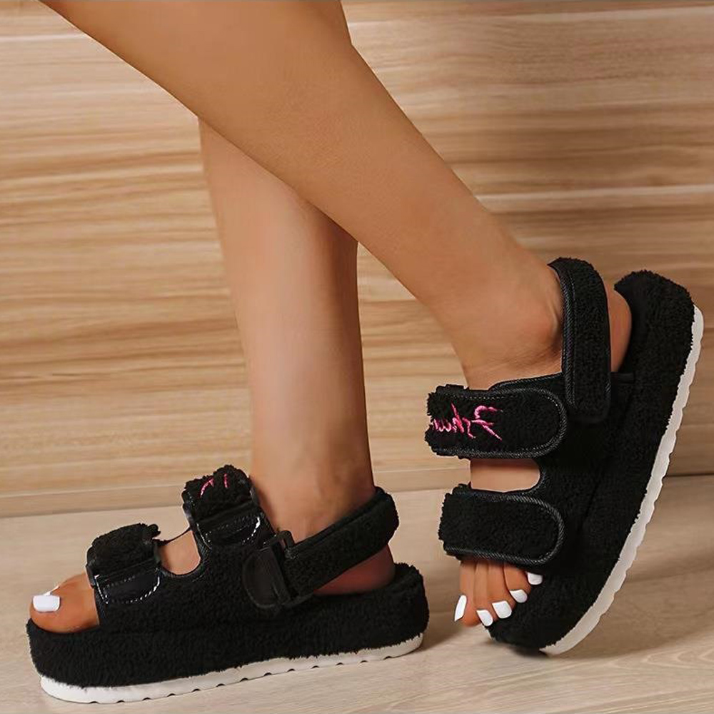 Reemelody™ New Short Fleece Platform Women's Sandals