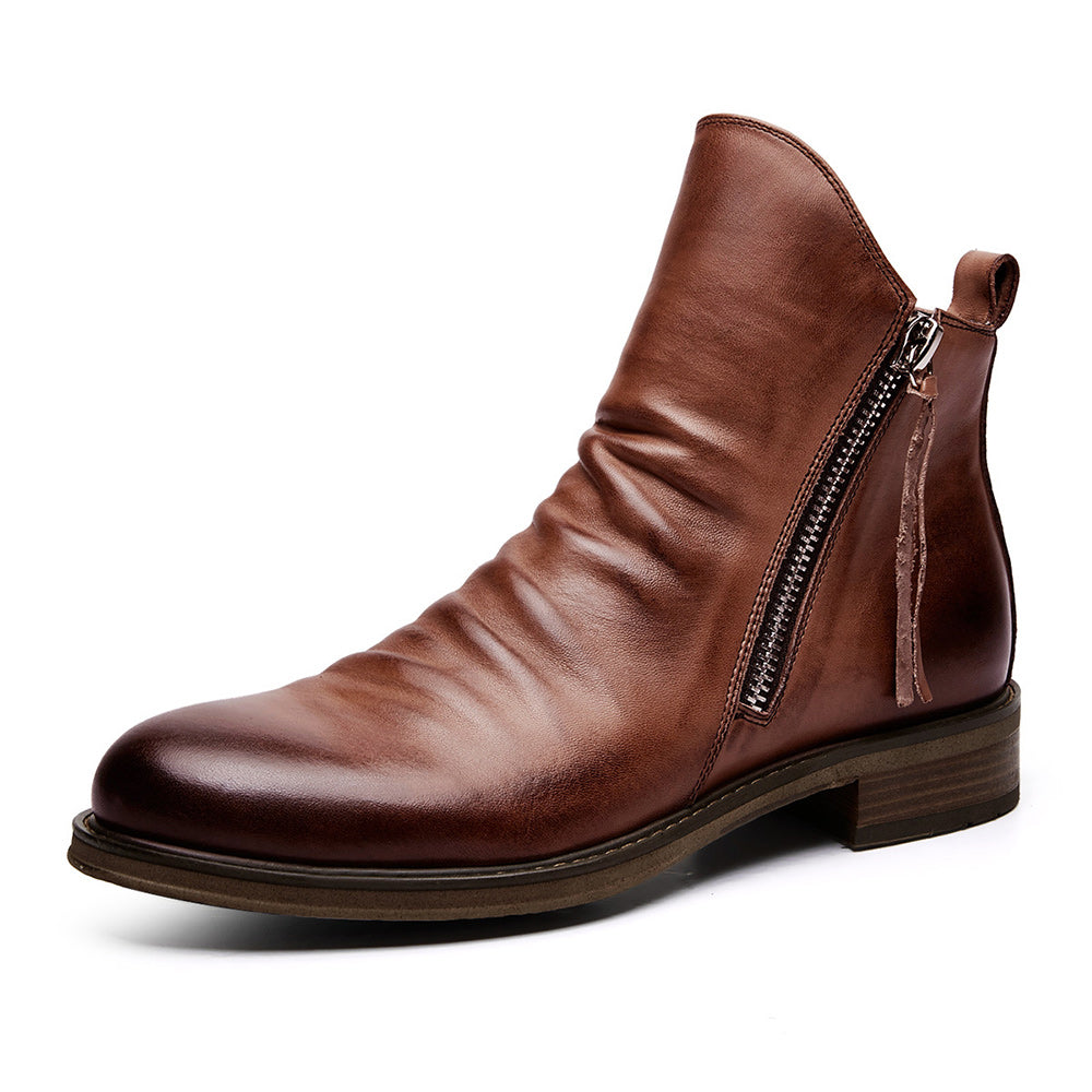 Reemelody High Quality New Side Zipper High Top Men's Boots