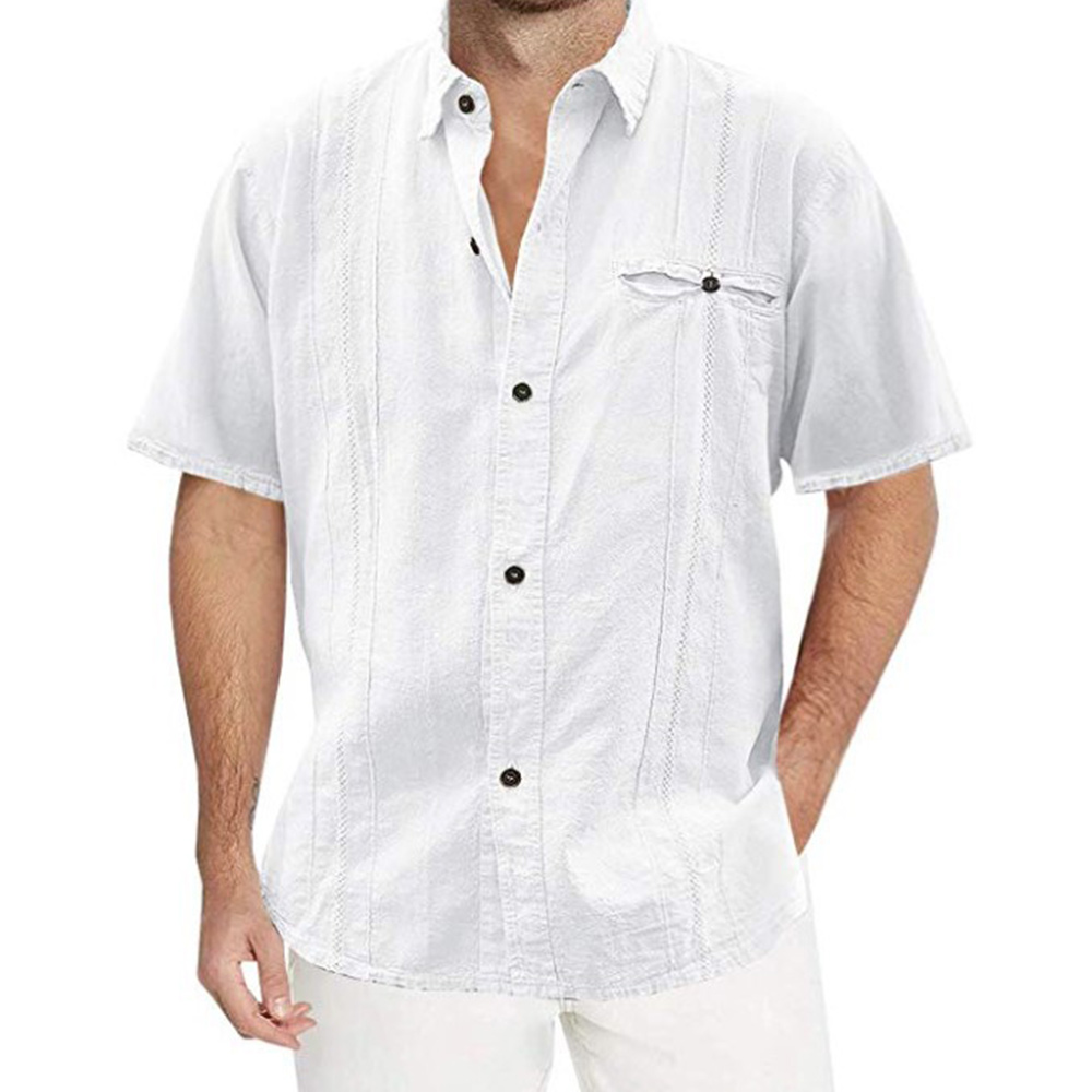 Reemelody™ Men's short-sleeved shirt in solid color linen