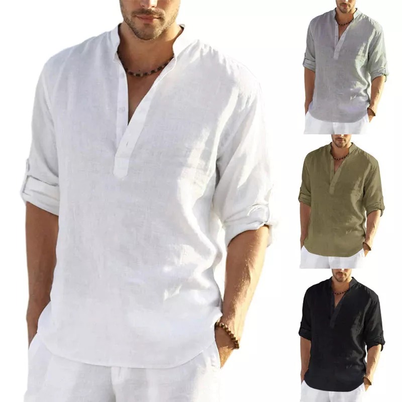 2022 New comfortable men's shirt in cotton and linen