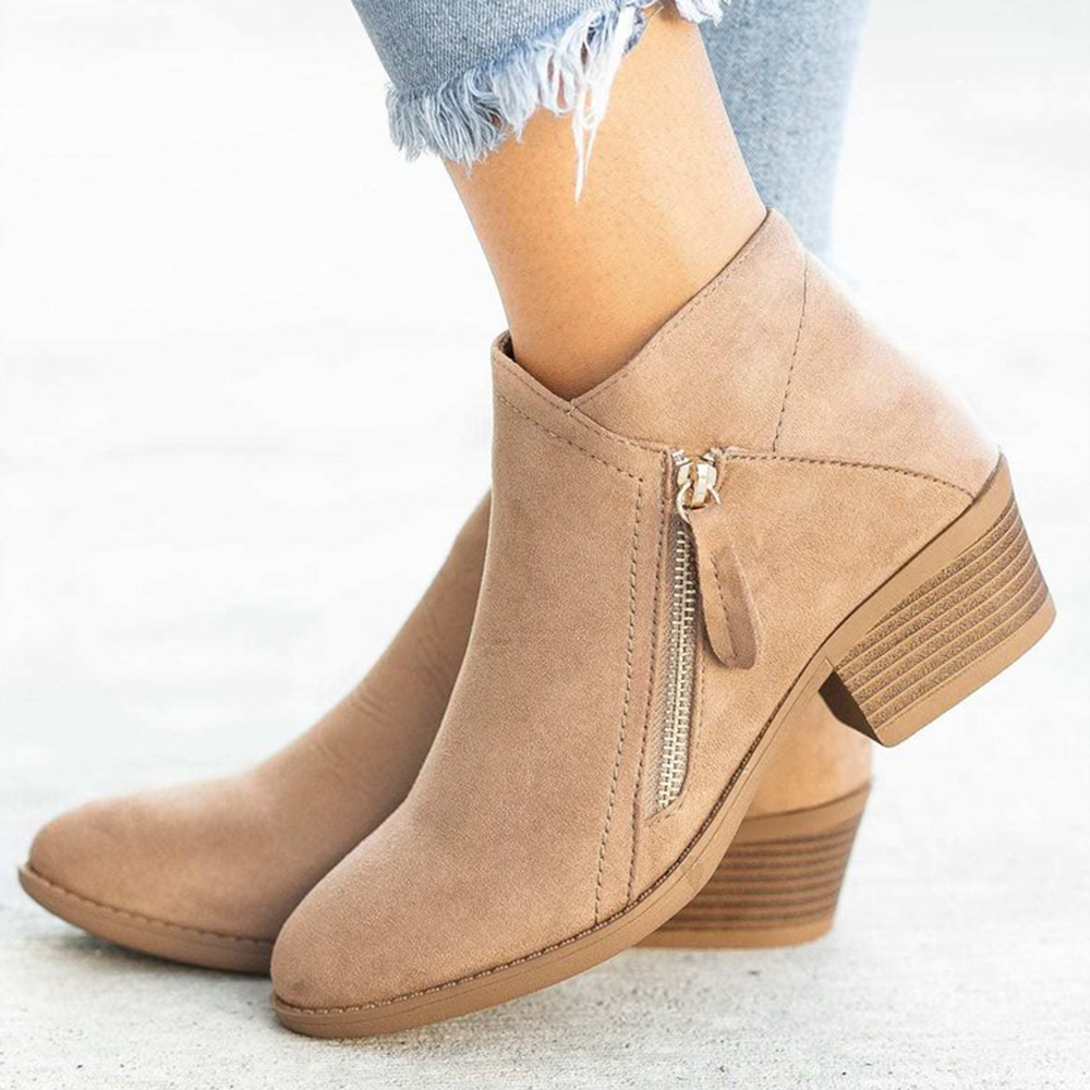 Reemelody Fall New Suede Mid Heel Ankle Boots
