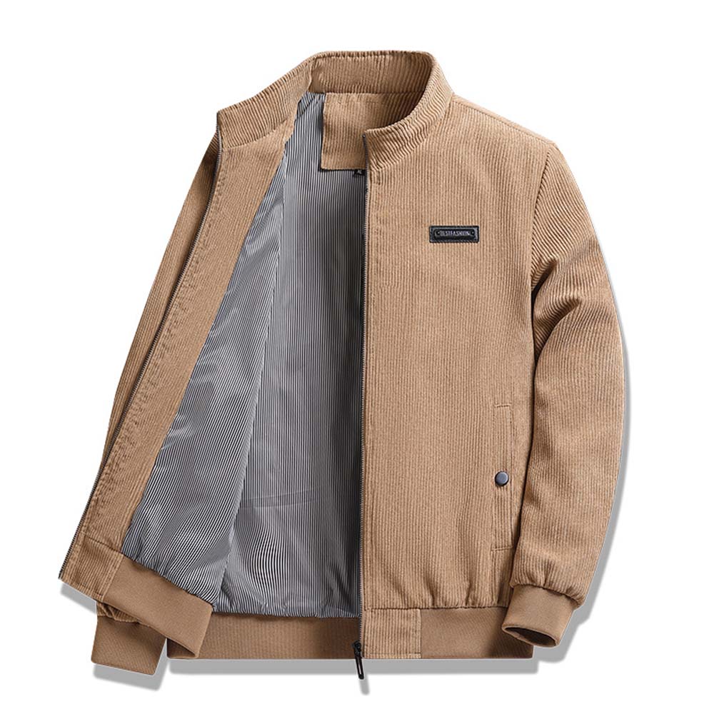 Reemelody Spring and autumn new men's corduroy stand collar jacket