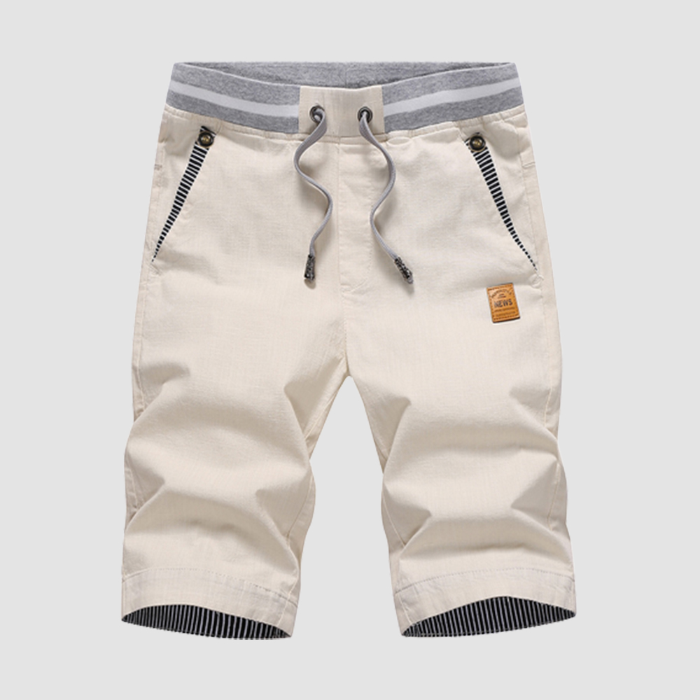 Reemelody Summer Cotton Cropped Pants Men's Casual Pants Thin Beach Pants
