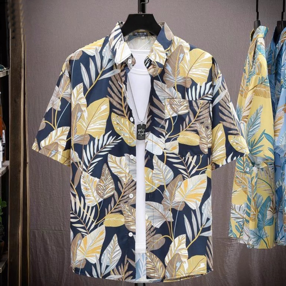 Reemelody Summer new men's loose all-match Hawaiian shirt