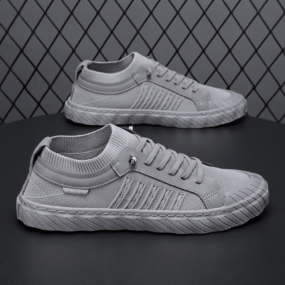 Reemelody Summer new mesh knitted lace-up men's slip-on casual shoes