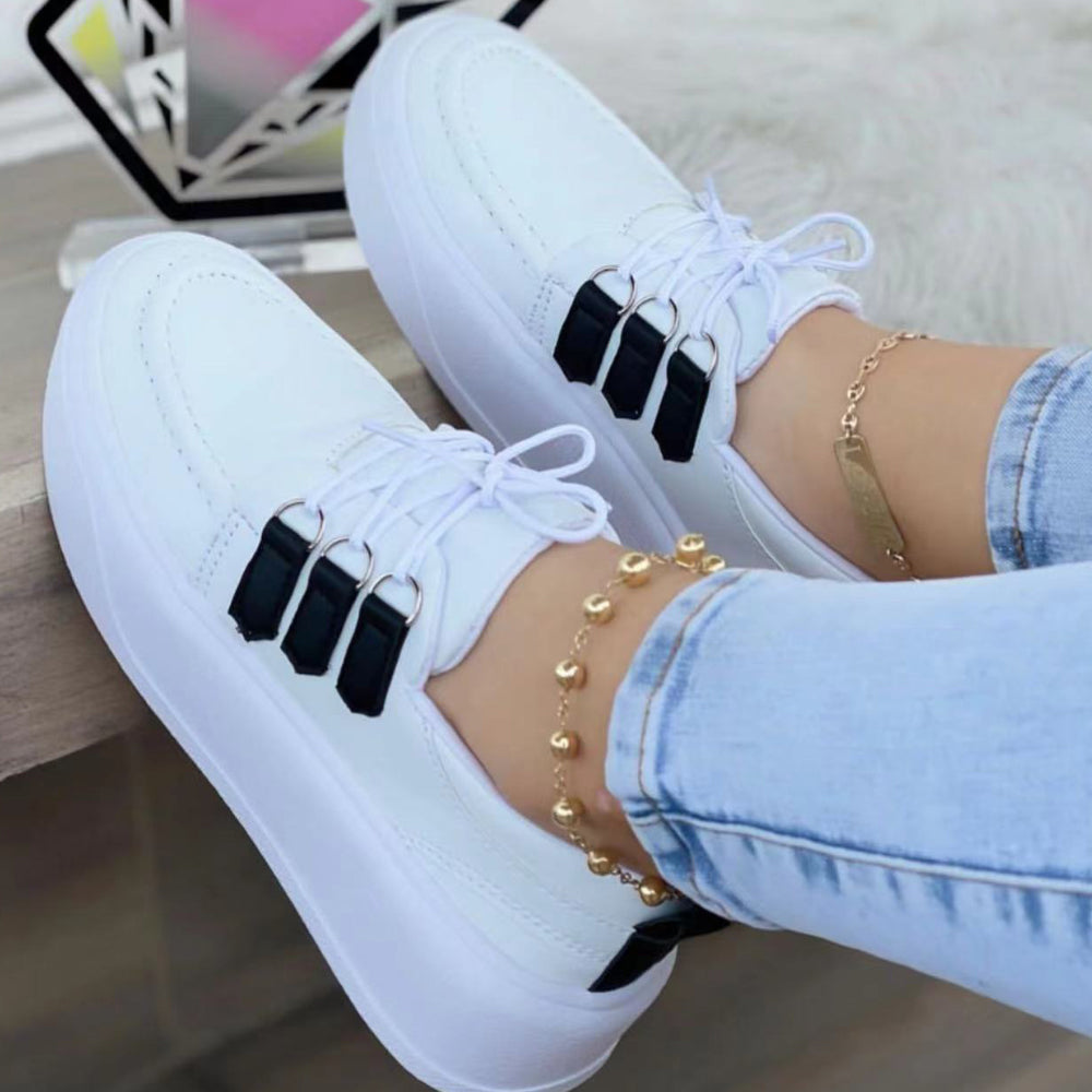 Reemelody Summer new women's platform lace-up canvas shoes