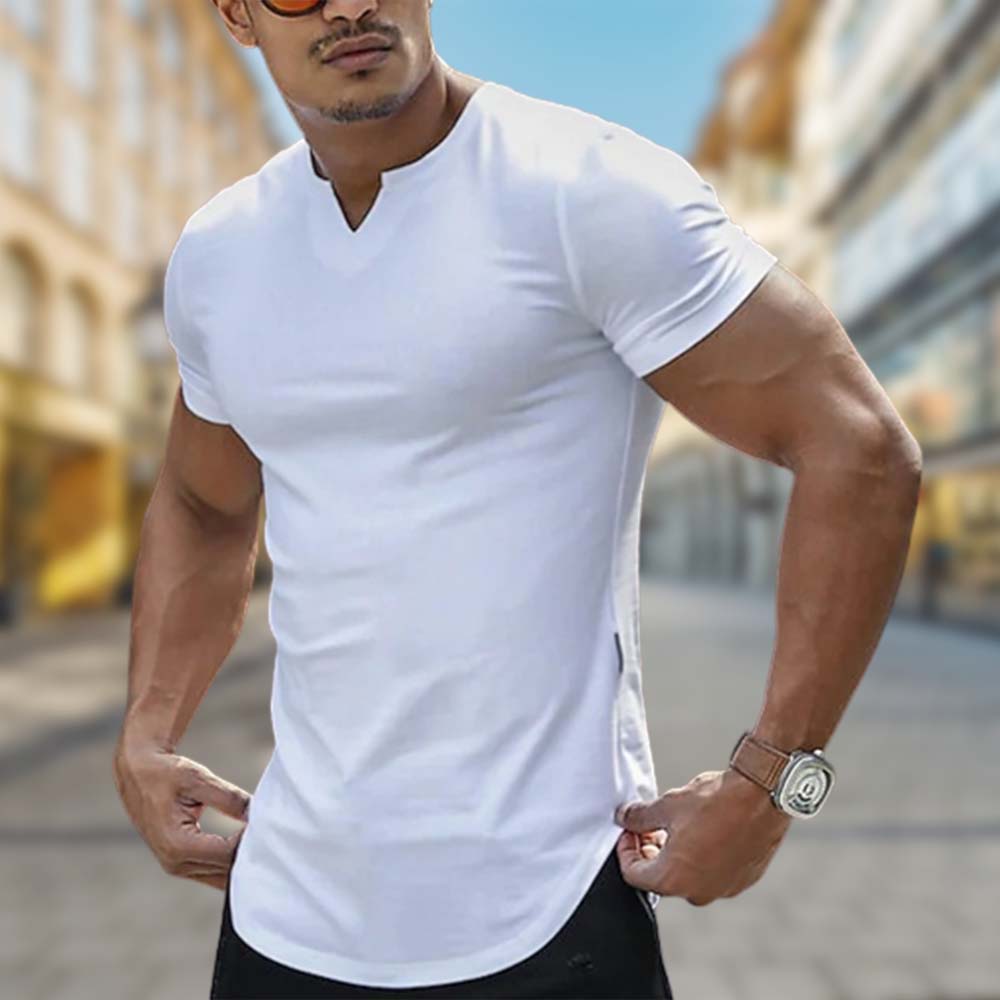 Reemelody Spring Summer New V Neck Casual T Shirts For Men