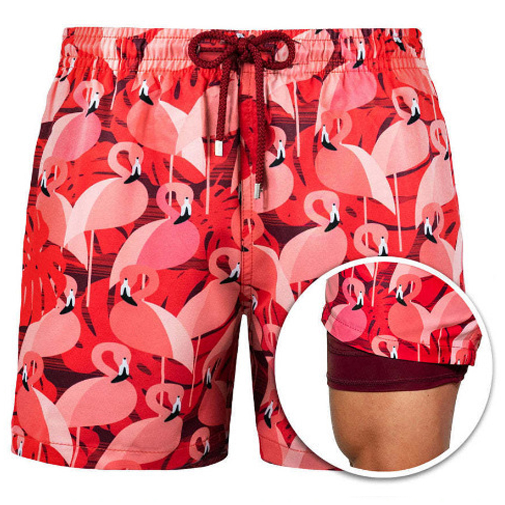 Reemelody™ Double layer men's beach shorts with summer sports print