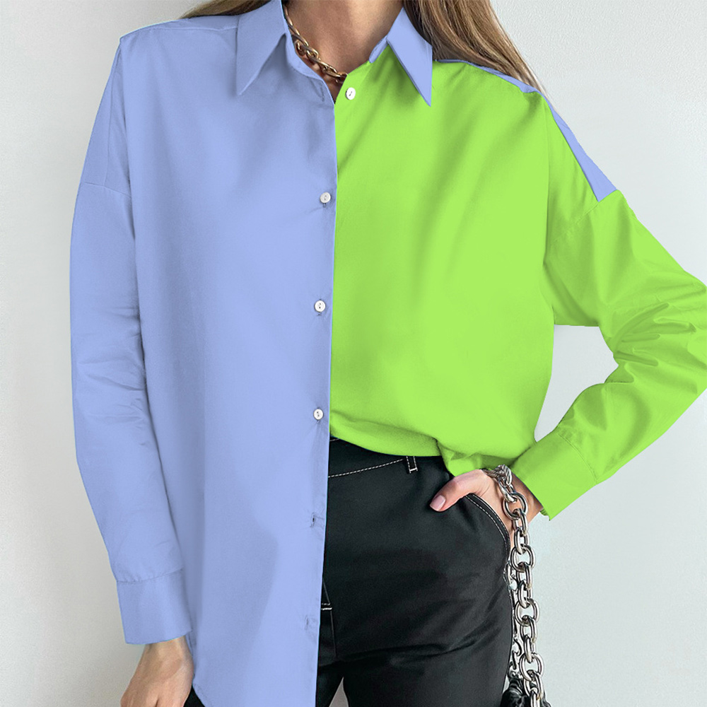 Reemelody™ New Color Blocking Ladies Fashion Long Sleeve Shirt