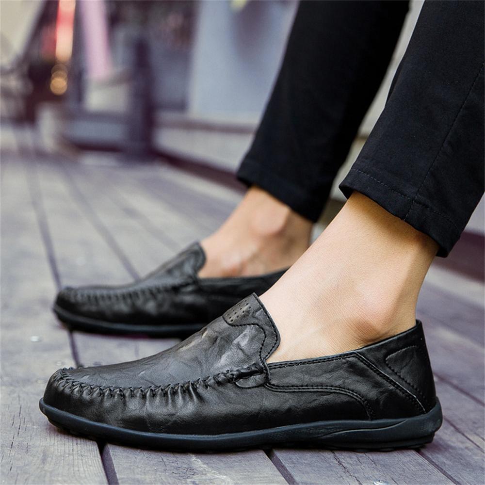 Reemelody Casual Fashion Trend Hand Stitched Leather Men Shoes