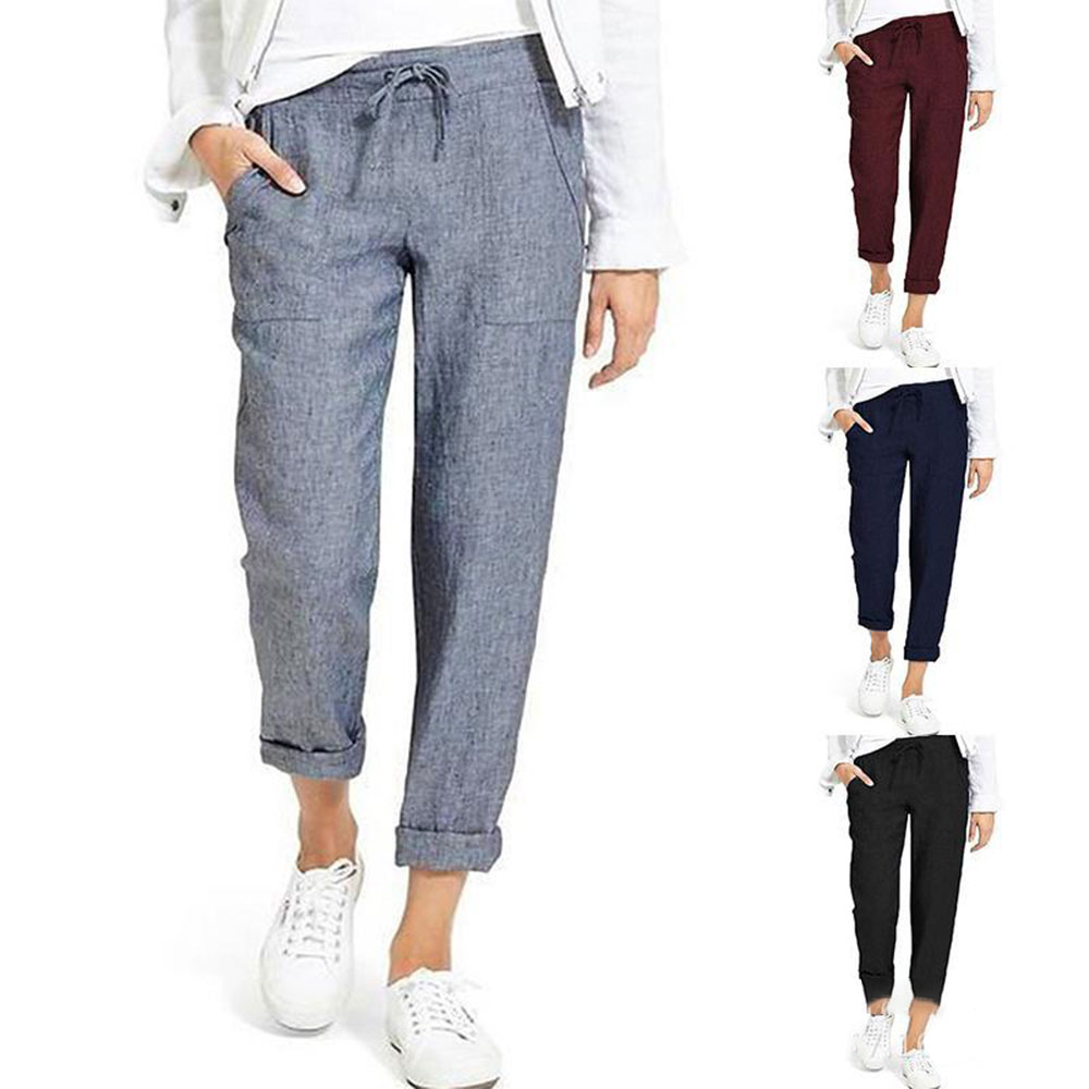 Reemelody New cotton linen loose casual trousers for women