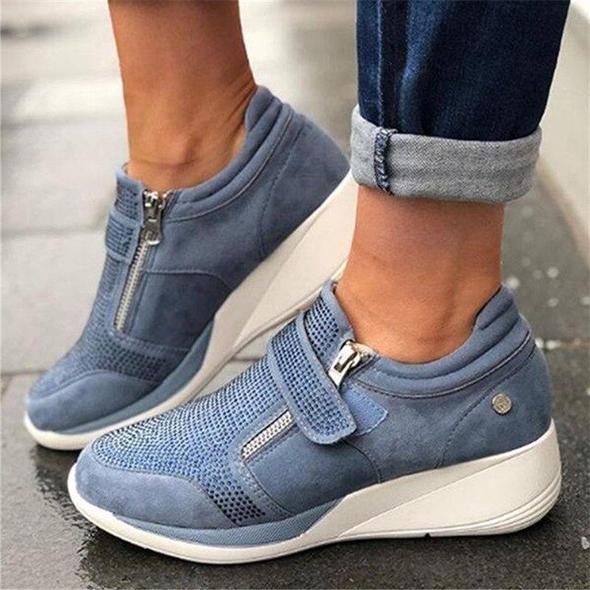 Reemelody™ New style velcro zipper rhinestone fashion ladies casual shoes