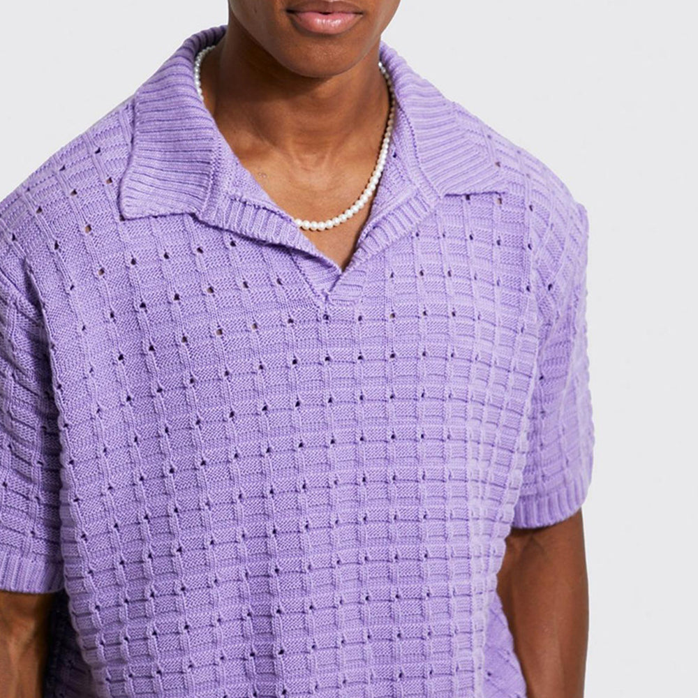 Men's knitted short-sleeve polo shirt