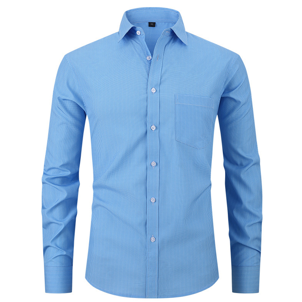 Reemelody Check Print Business Casual Stretch Long Sleeve Shirt