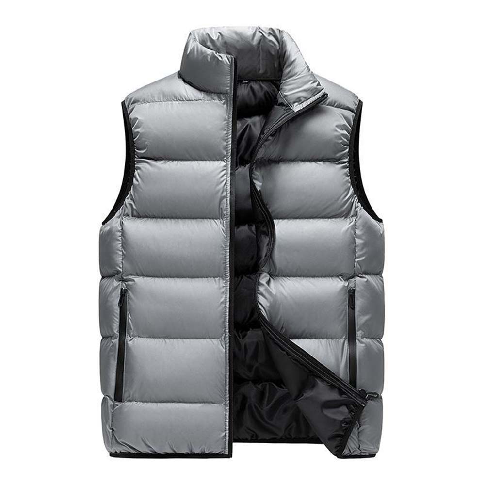 Reemelody Men's thickened warm stand collar down cotton vest
