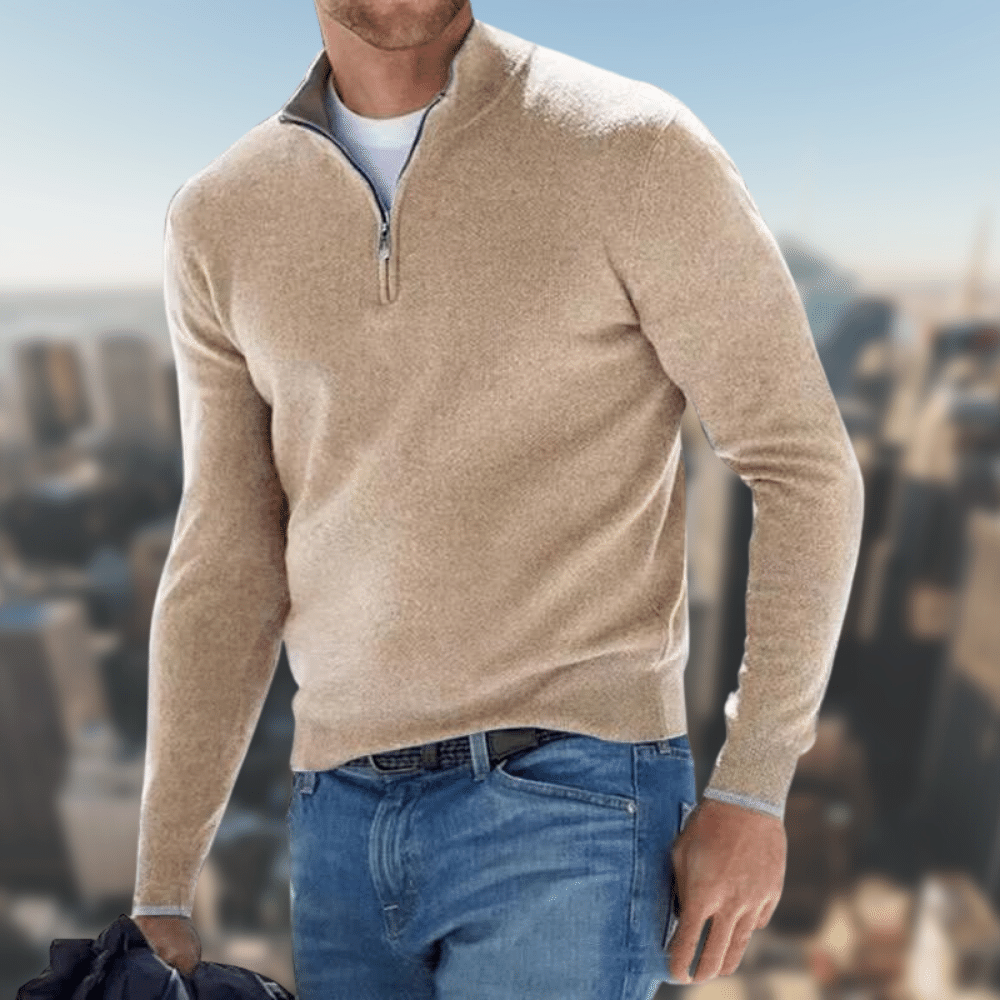 Reemelody Spring and autumn new men's long-sleeved cashmere zipper bottoming shirt