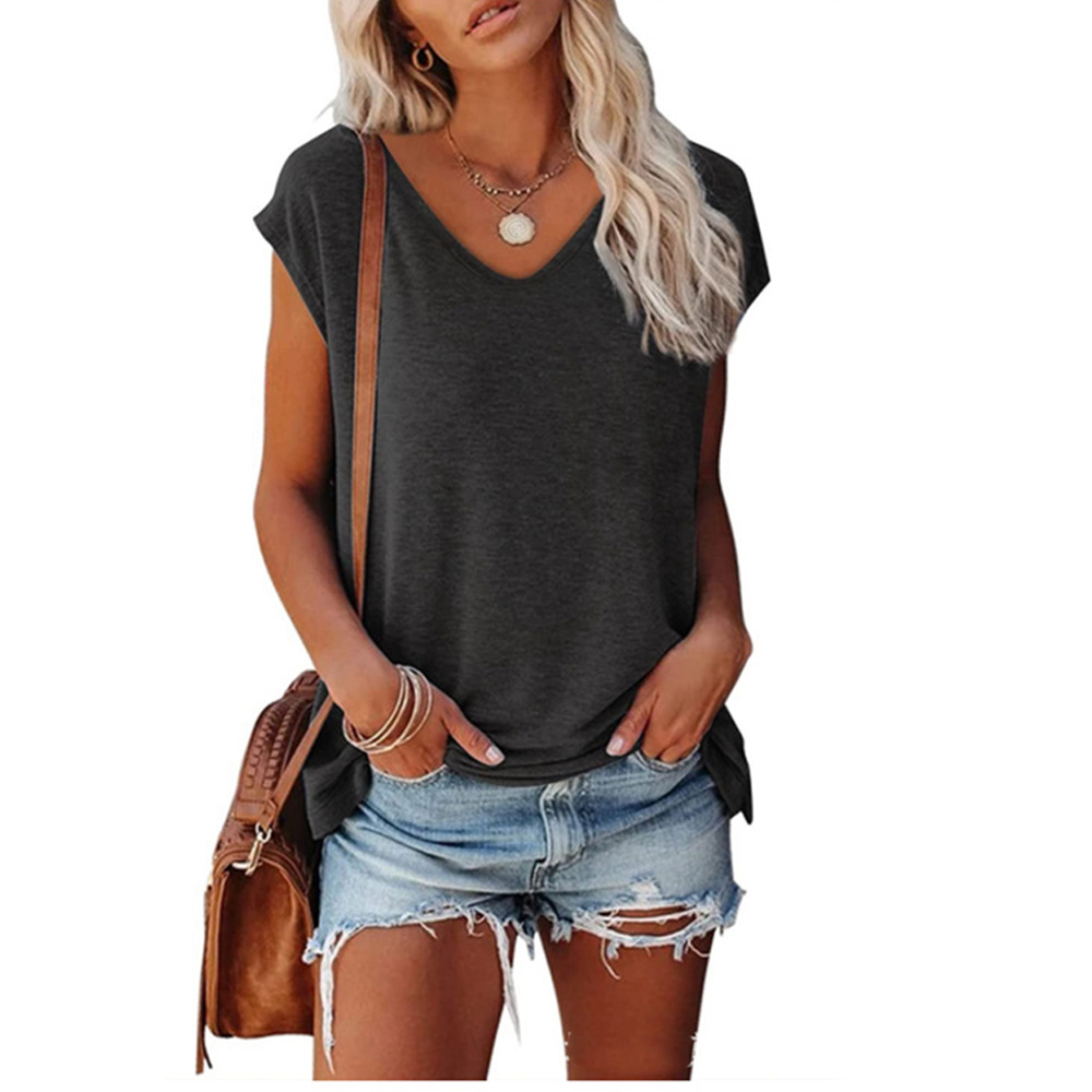 Reemelody 2023 summer new V-neck solid color casual vest